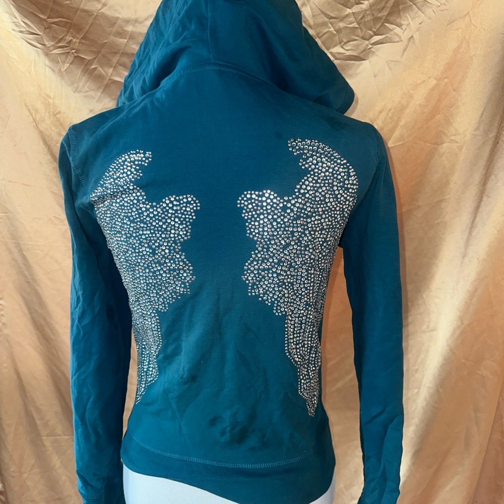 Teal Angel Wing Embellished Women's sweater